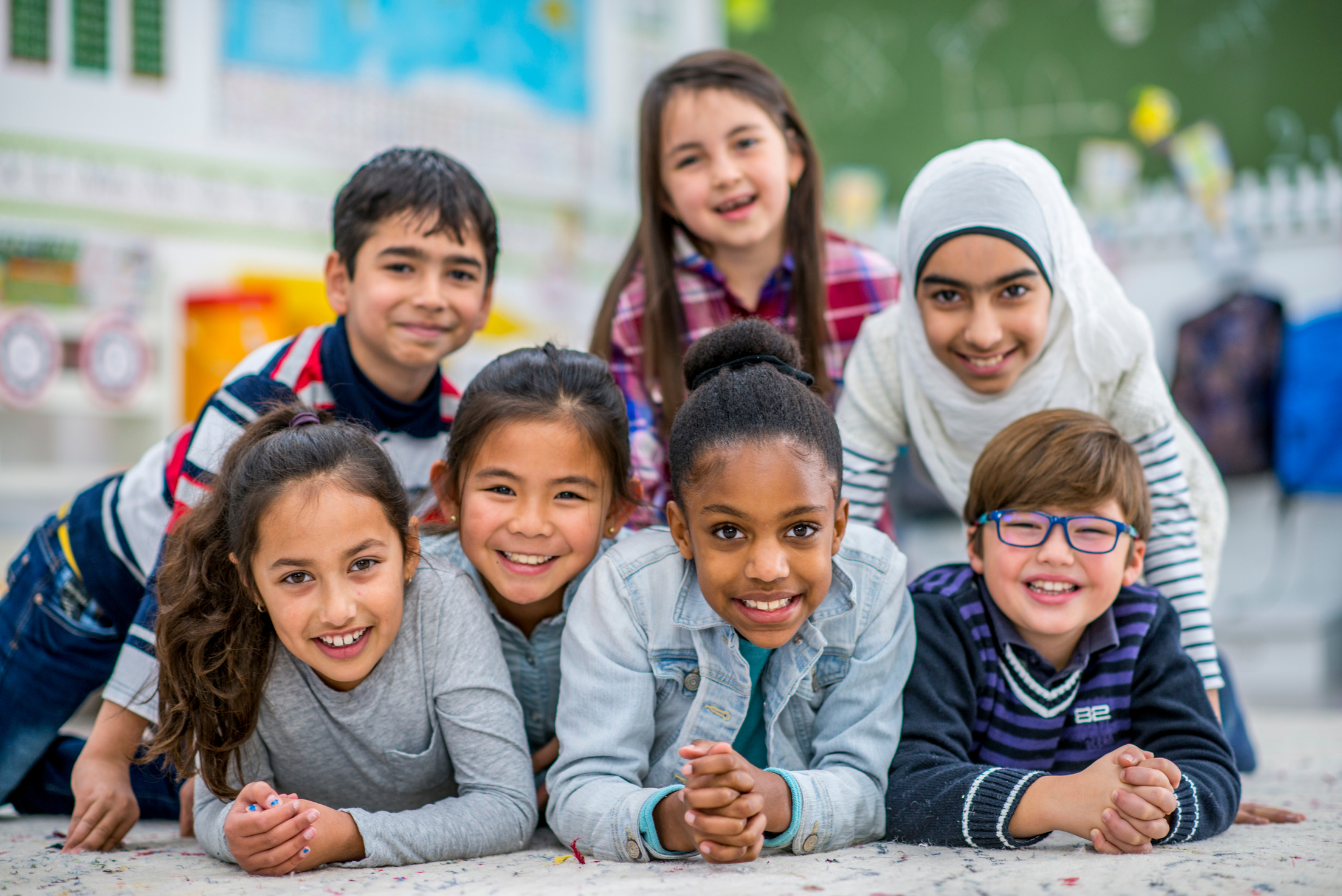 Group Of Kids In School